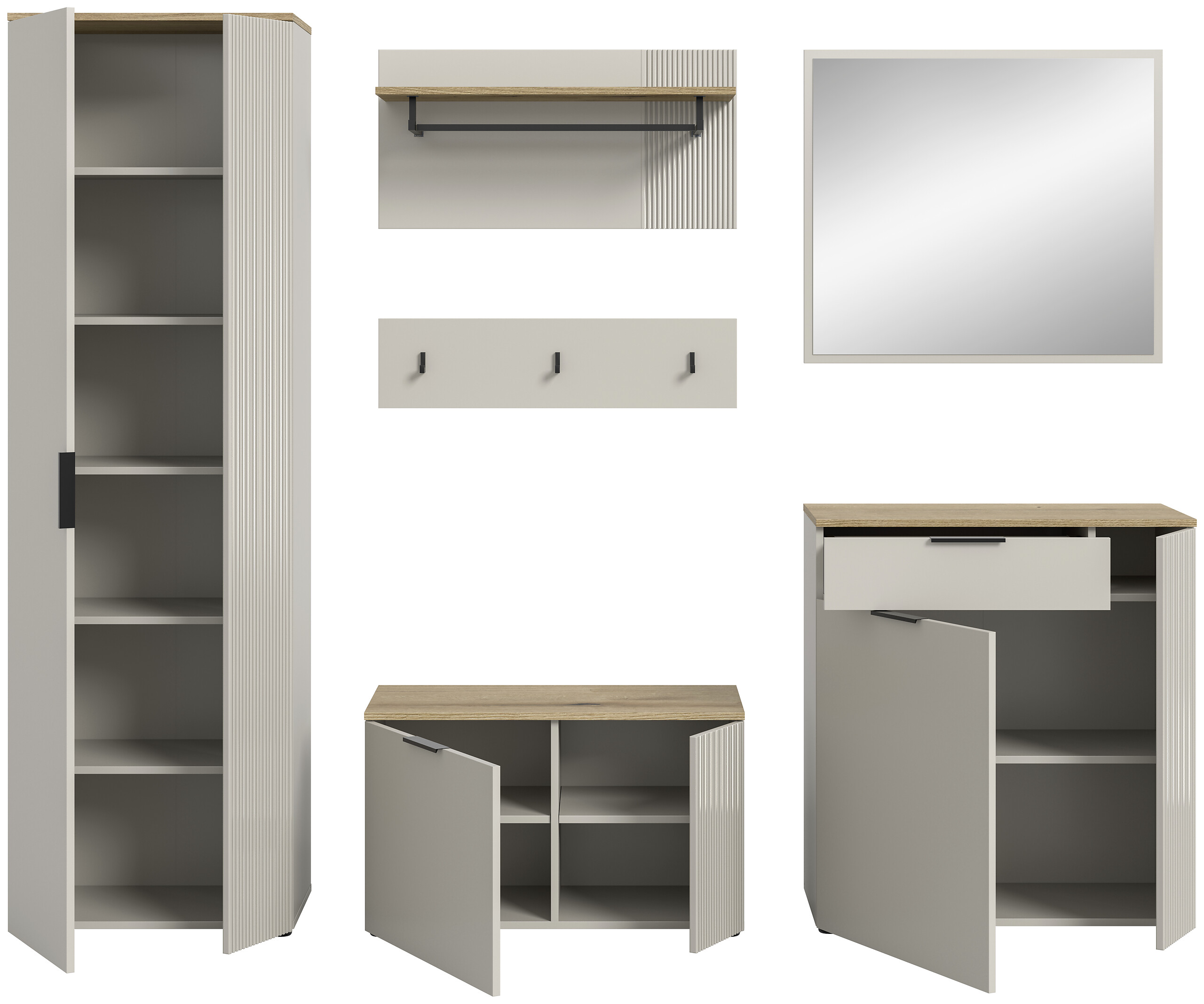 Garderobe Slide Kaschmirgrau Nachbildung Evoke Oak Nachbildung B/H/T: ca. 250x190x36 cm