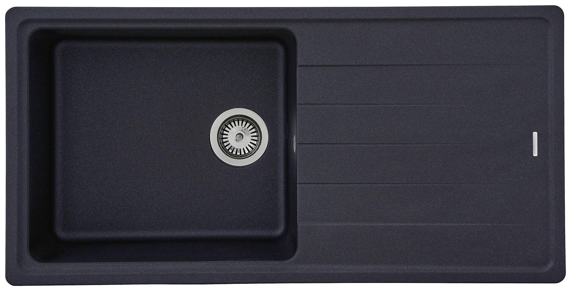 Respekta Einbauspüle Columbia 100 x 50 S schwarz Granitverbundmaterial B/H/T: ca. 100x18,5x50 cm