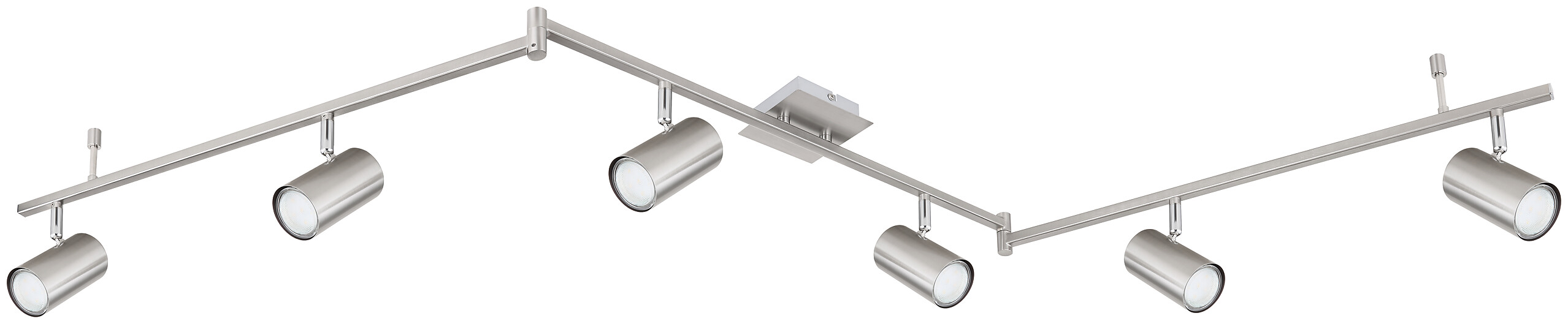 GLOBO Strahler 57910-6 Robby nickel Metall B/H/L: ca. 10x18,5x180 cm GU10 6 Brennstellen