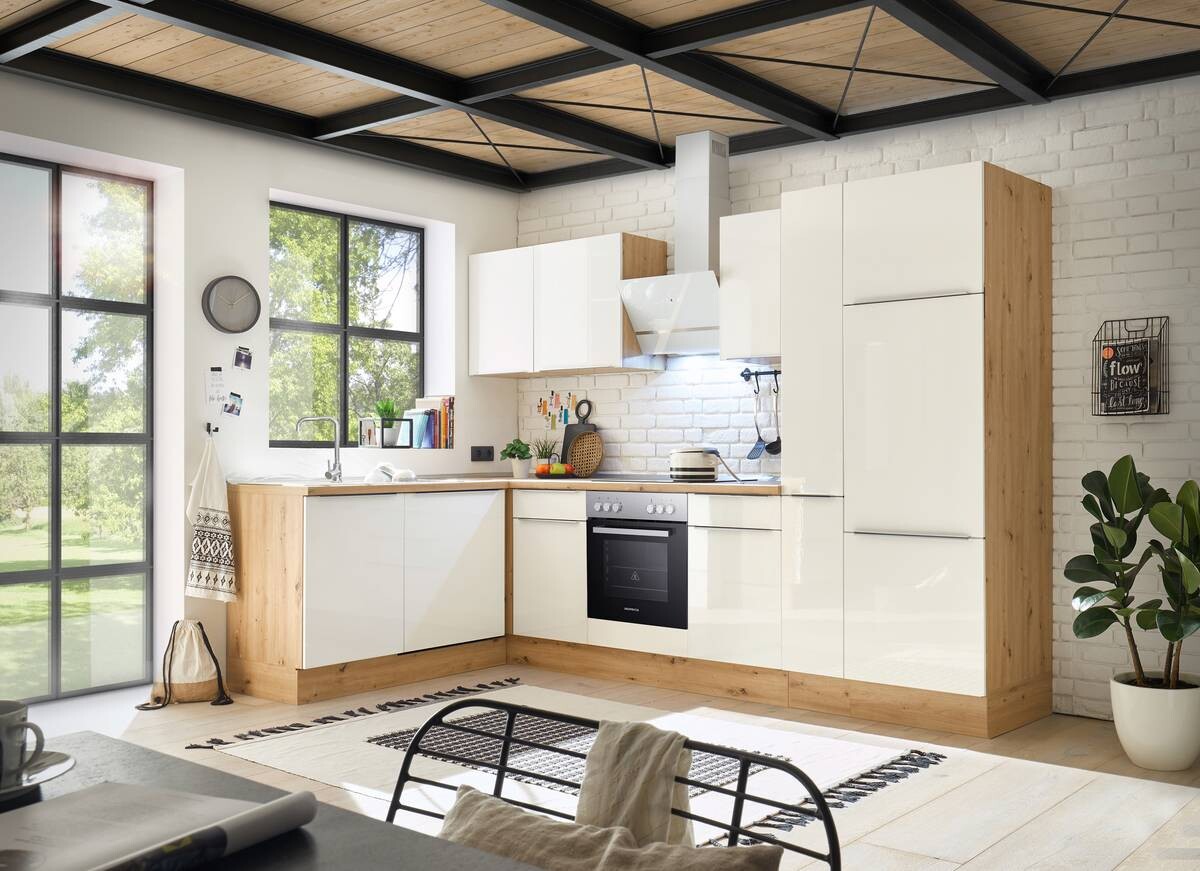 Respekta Winkelküche Marleen weiß Hochglanz B/H/T: ca. 310x211x170 cm