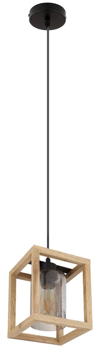 GLOBO Hängeleuchte dunkelbraun Rauch schwarz Glas Metall B/H/L: ca. 17x120x17 cm E27 1 Brennstellen