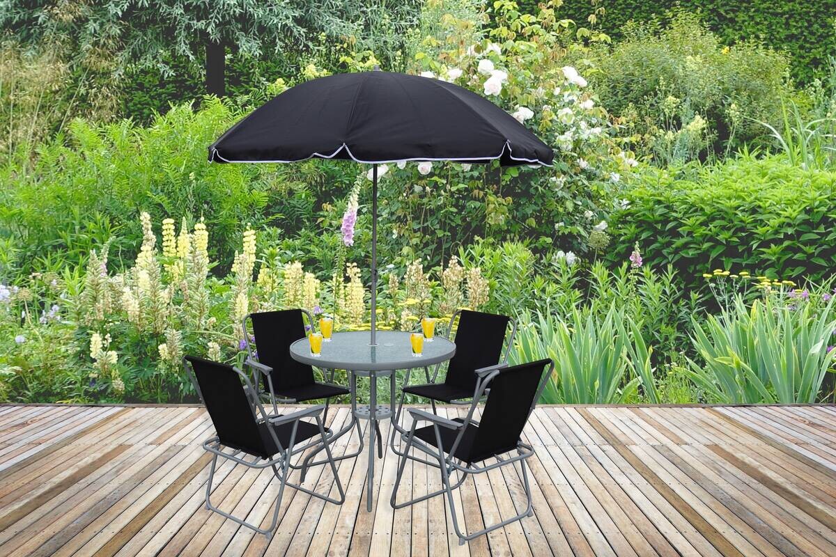 VCM Gartensitzgruppe Maxola schwarz Textilene B/H/L: ca. 75x74x75 cm