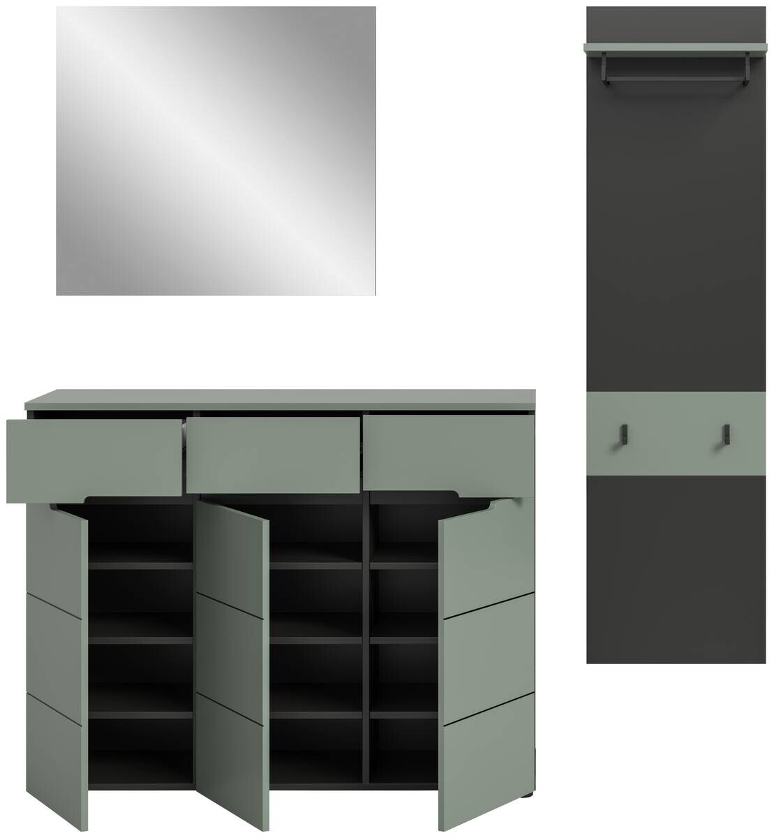 Garderobe Canu grün basaltgrau Nachbildung B/H/T: ca. 180x190x37 cm