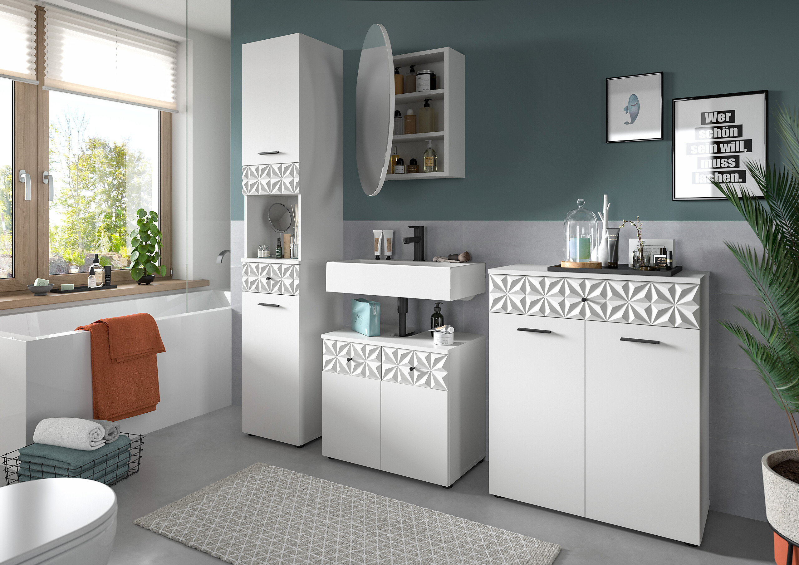 Badezimmer-Set Prisma weiß B/H/T: ca. 195x187x37 cm