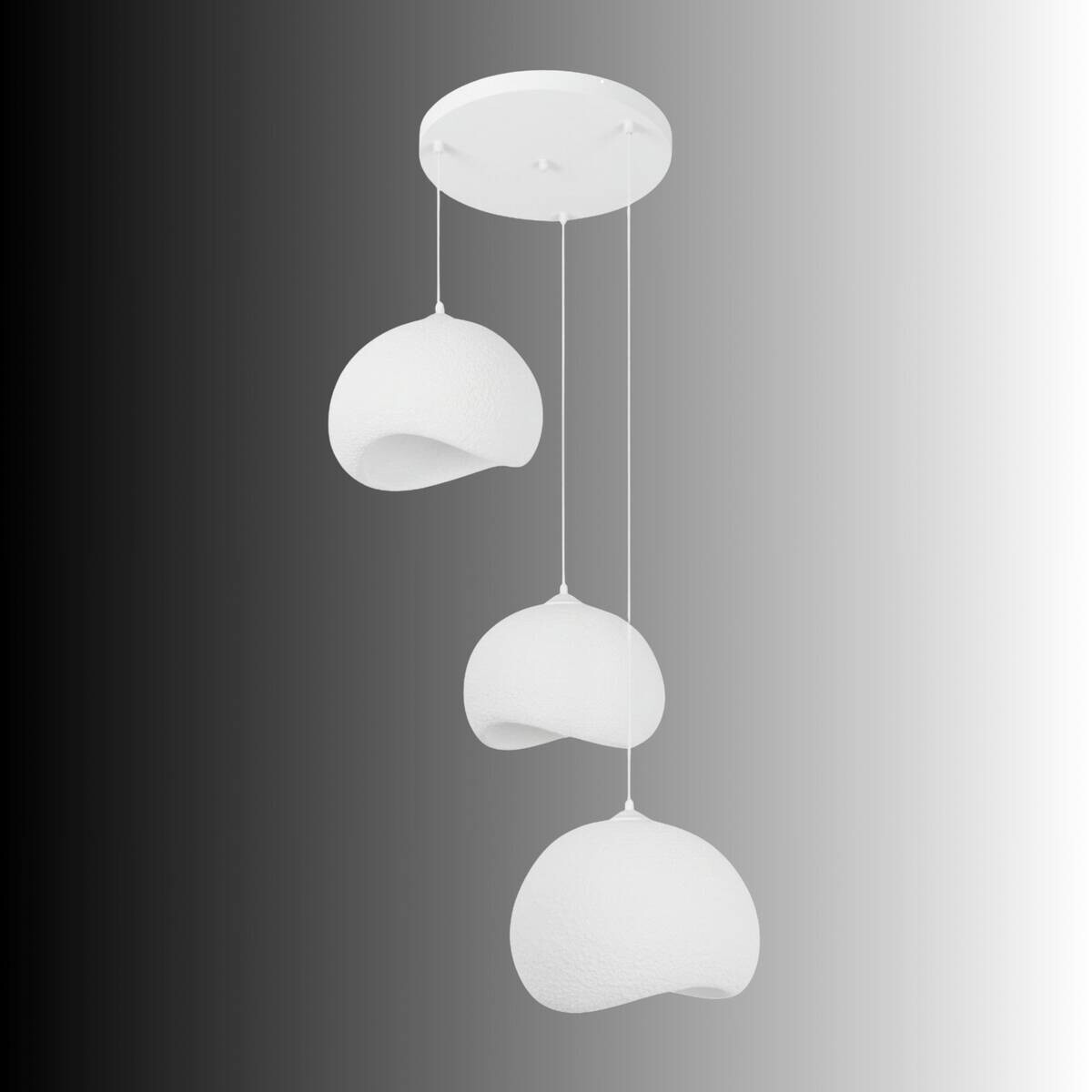 Opviq Pendelleuchte Yontu-15853 weiß Polyester-Mischgewebe Metall B/H/L: ca. 29x120x34 cm E27 3 Brennstellen