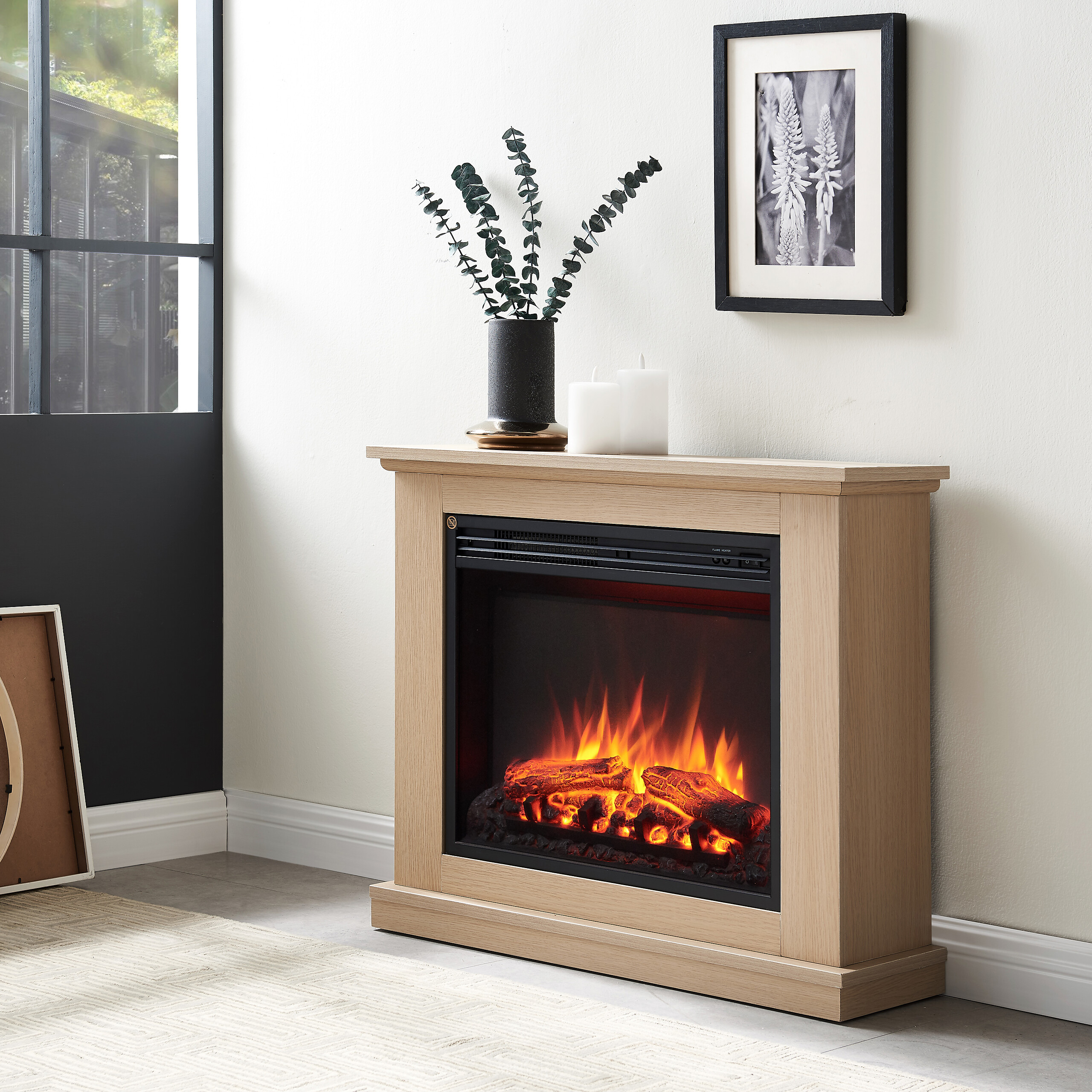 Balderia Elektrischer Kamin Phanos hellbraun MDF B/H/T: ca. 82,4x69,3x27,9 cm ca. 2000 W