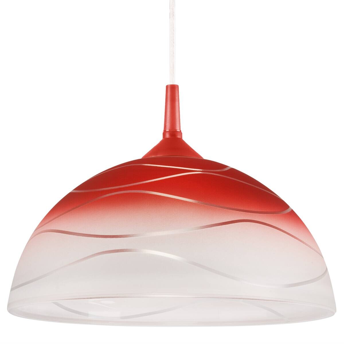 Lamkur Hängeleuchte rot Glas B/H/L: ca. 31x17x31 cm E27 1 Brennstellen