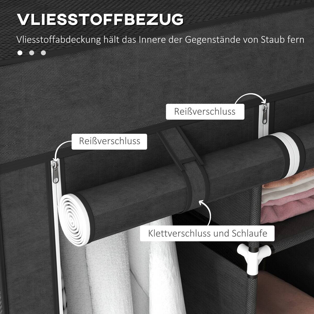 HOMCOM Kleiderschrank schwarz Edelstahl B/H/L: ca. 43x125x162,5 cm