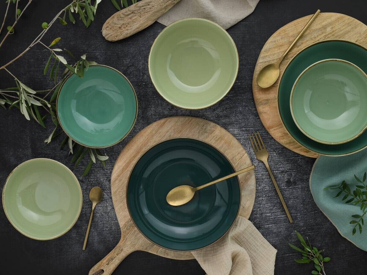 CreaTable Schüsselset Nature Collection grün Steinzeug