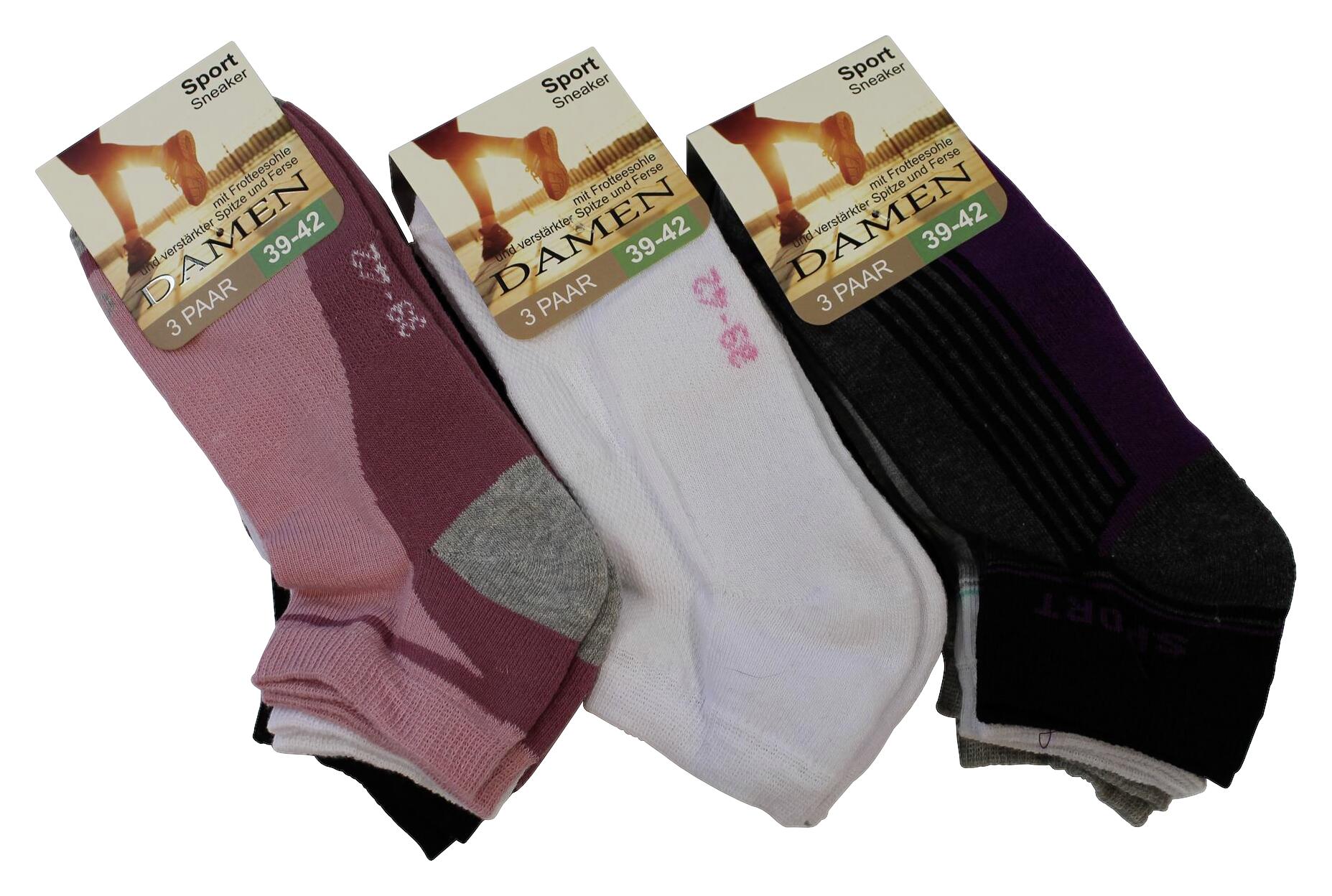 Damen-Socken sortiert 3 Packstücke Größe 39-42