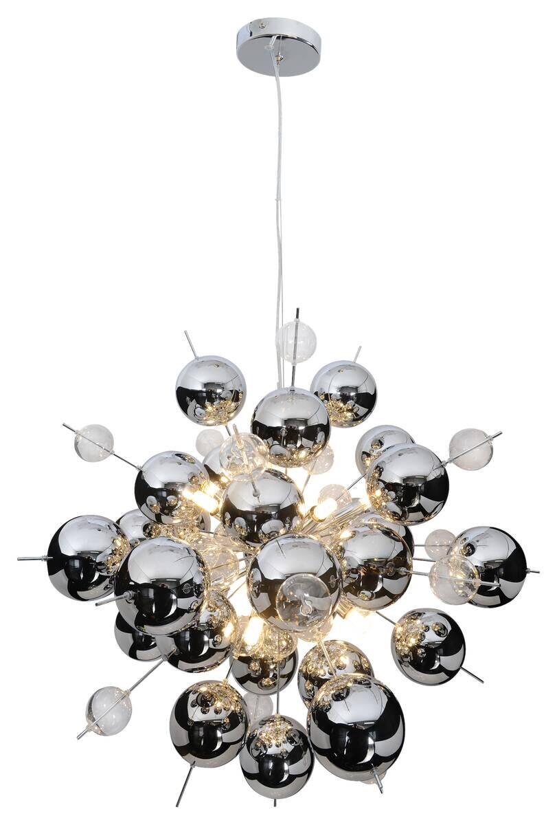 Näve Leuchten Pendelleuchte Chrom Glas Metall B/H/T/D: ca. 65x193x65x65 cm G9 10 Brennstellen