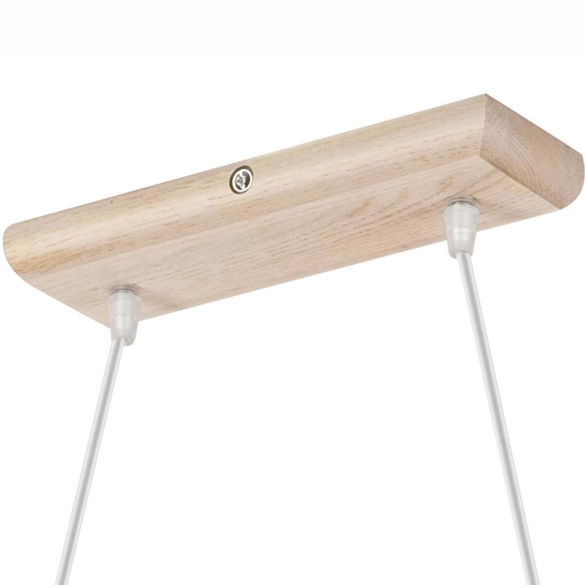 Lamkur Deckenleuchte weiß Stahl Holz B/H/L: ca. 24x45x90 cm 2 Brennstellen