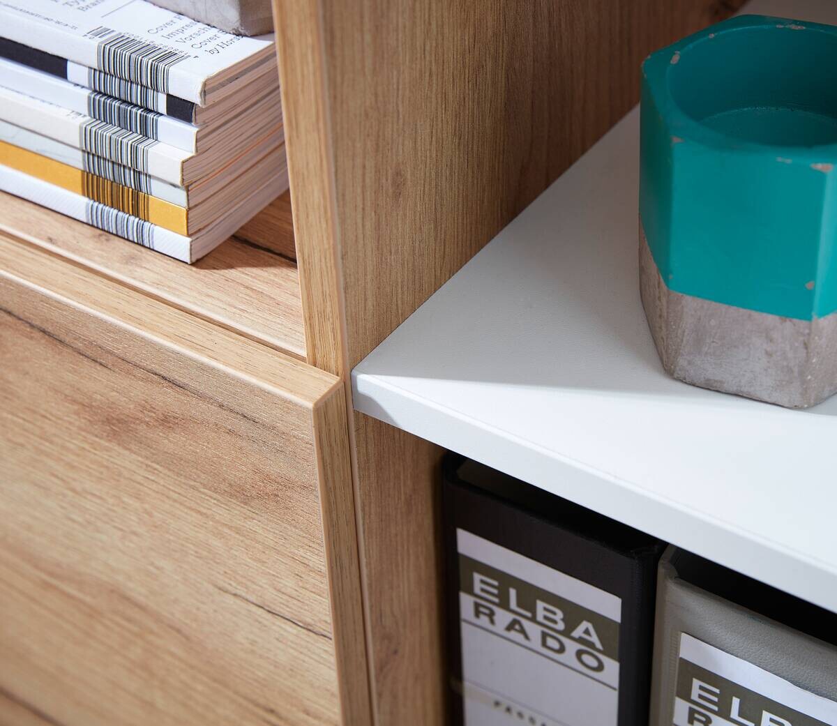 Aktenschrank 4195-513 weiß Eiche Navarra Nachbildung B/H/T: ca. 85x120x40 cm