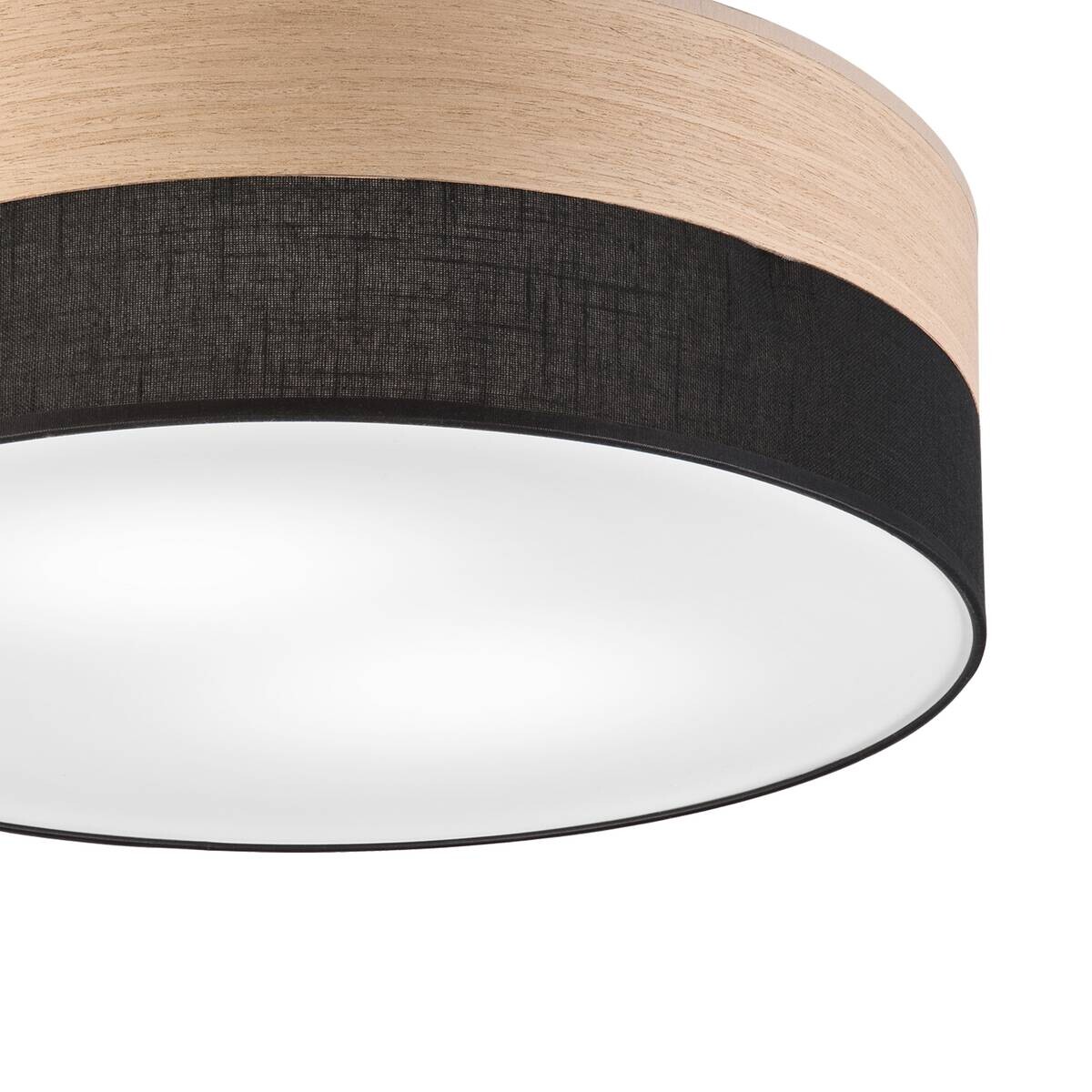 Lamkur Deckenleuchte Eiche schwarz Holz PVC B/H/L: ca. 45x15x45 cm E27 2 Brennstellen