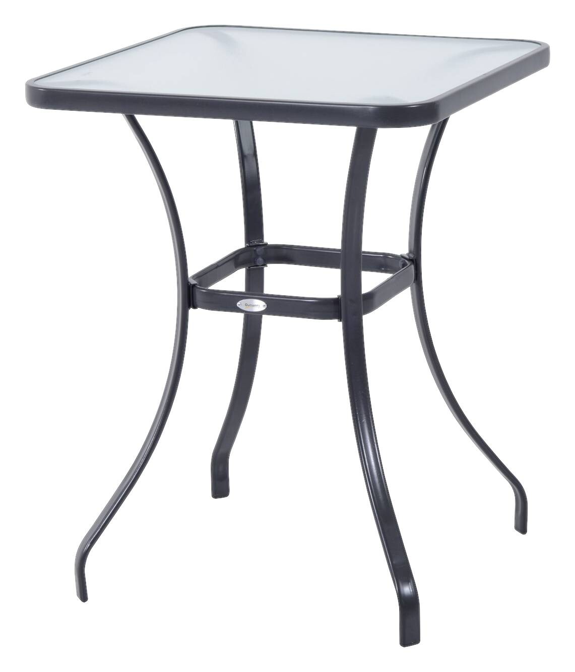 Outsunny Glastisch schwarz Metall B/H/L: ca. 68,5x84x68,5 cm