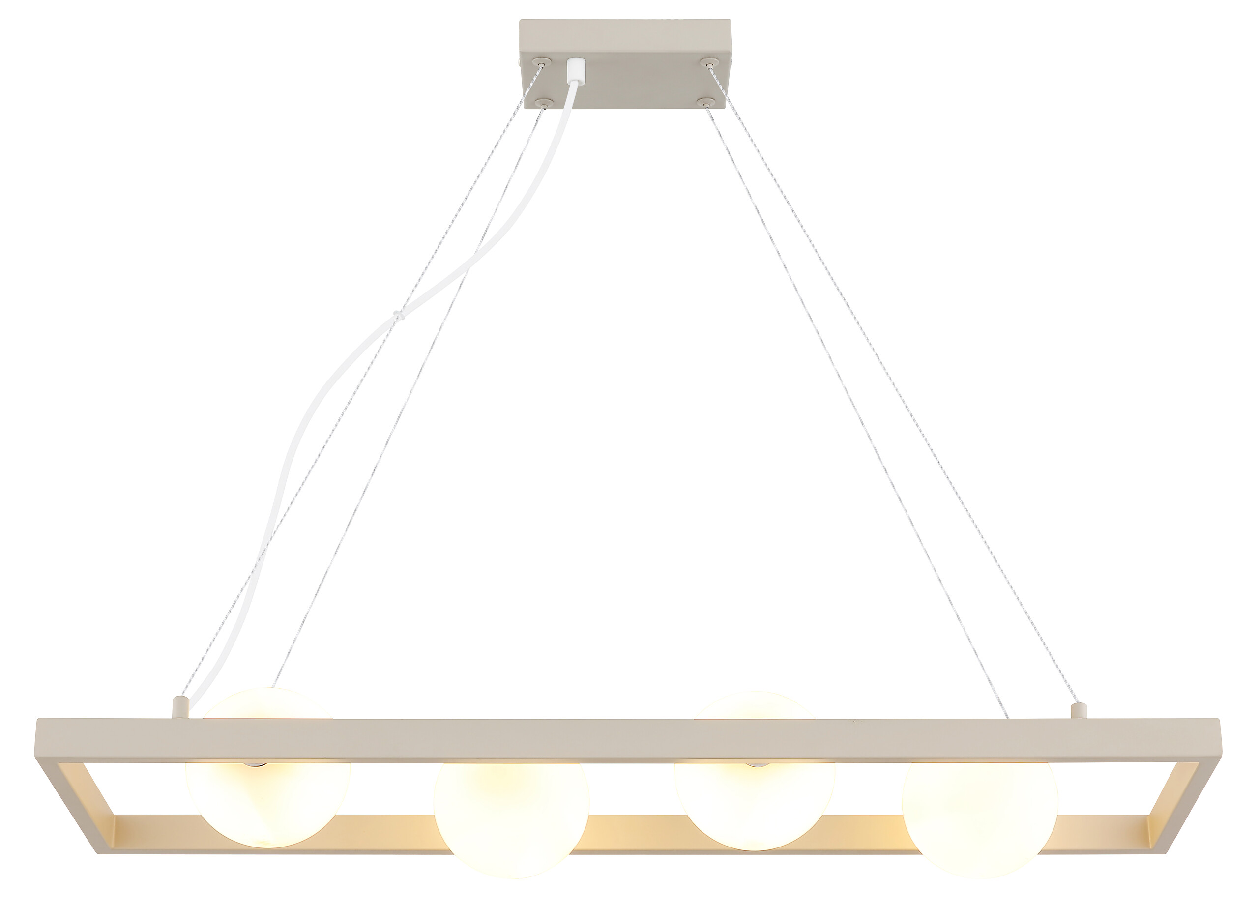 GLOBO Pendelleuchte sand Opal Glas Metall B/H/L: ca. 24x150x84 cm G9 4 Brennstellen