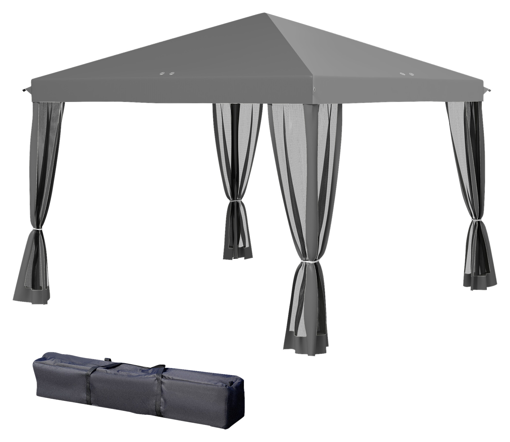 Outsunny Pavillon schwarz Metall B/H/L: ca. 295x260x295 cm