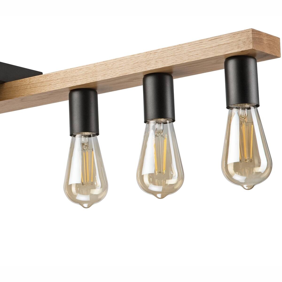 Lamkur Deckenleuchte schwarz Holz B/H/L: ca. 20x23,5x84 cm E27 5 Brennstellen