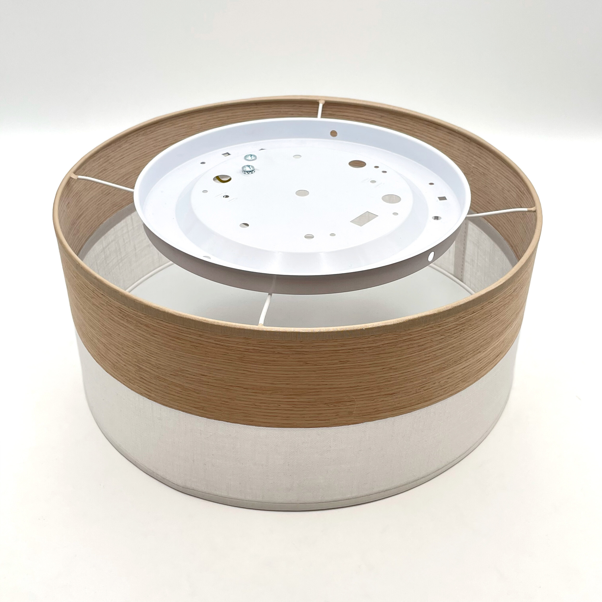 Lamkur Deckenleuchte weiß Eiche PVC Holz B/H/L: ca. 35x15x35 cm E27 1 Brennstellen