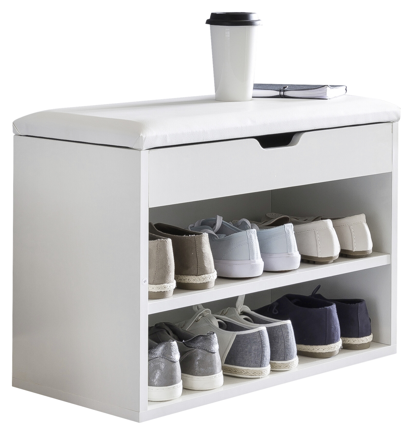 Schuhbank weiß weiß B/H/T: ca. 60x40x30 cm
