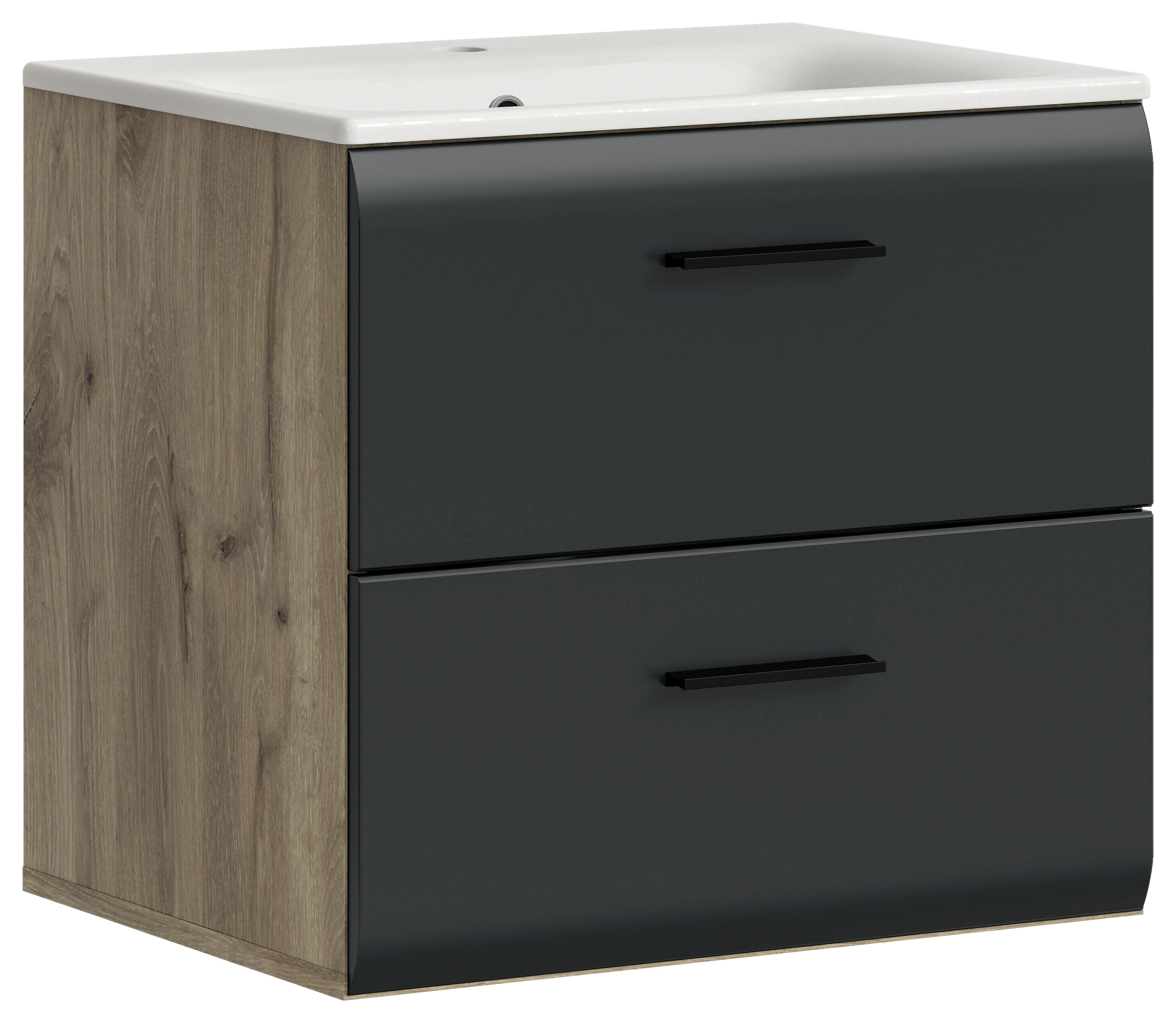 Waschplatz Ice Nox Oak Nachbildung schwarz matt B/H/T: ca. 60x55x46 cm