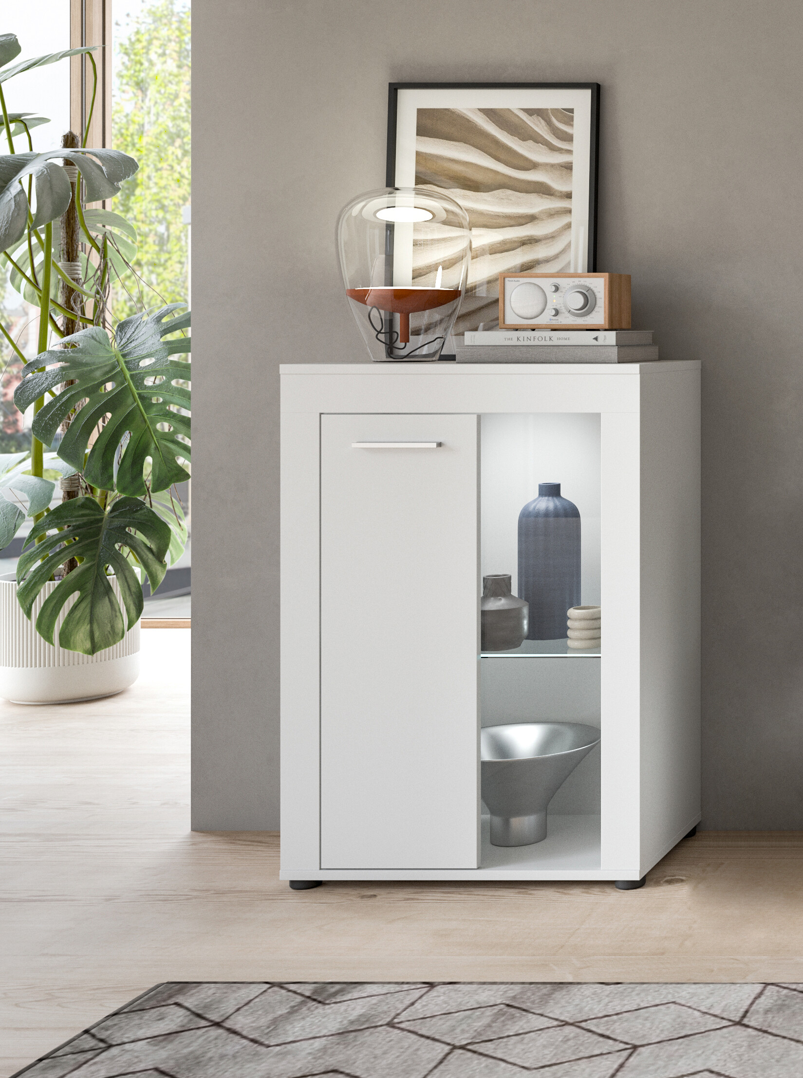 Vitrine Jam weiß B/H/T: ca. 86x60x35 cm