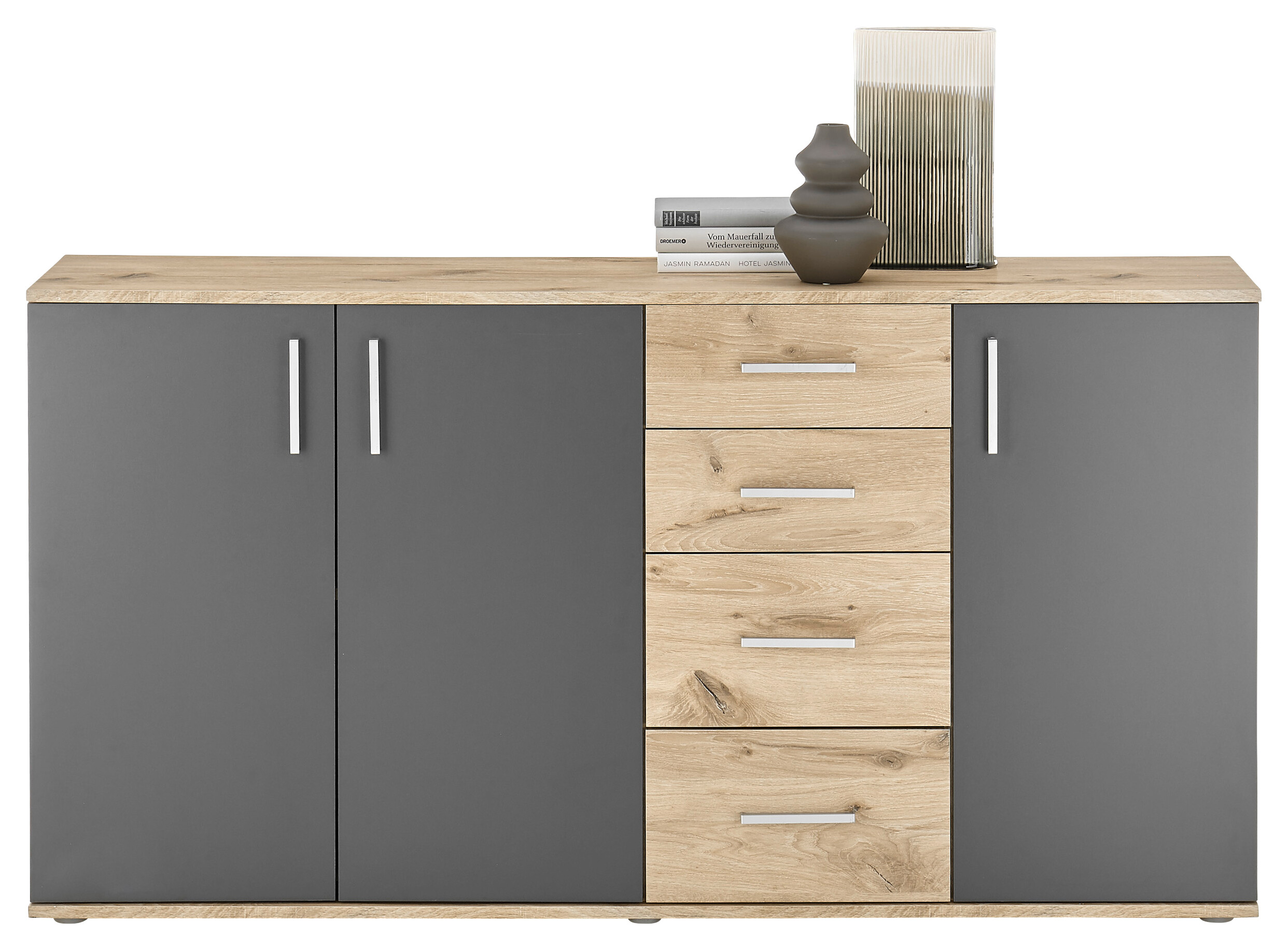 Kommode BC 1040 Eiche Viking Nachbildung dunkelgrau B/H/T: ca. 160x84x35 cm