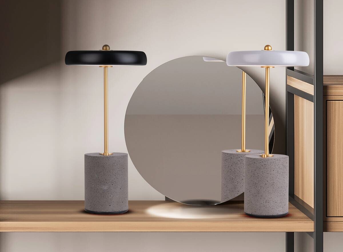 Näve Leuchten Tischleuchte 5306416 grau Kunststoff Metall Zement B/H/T: ca. 15x30x15 cm null 1 Brennstellen