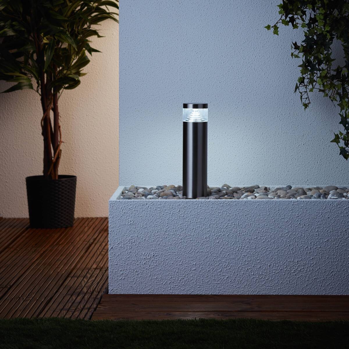 Außenstandleuchte G43484/82 Edelstahloptik B/H/T/D: ca. 7,5x30x7,5x7,5 cm