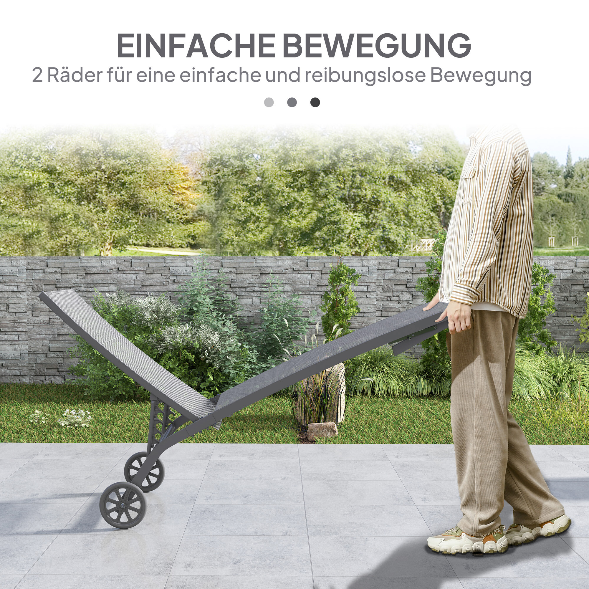 Outsunny Sonnenliege dunkelgrau Aluminium B/H/L: ca. 165x102x66 cm