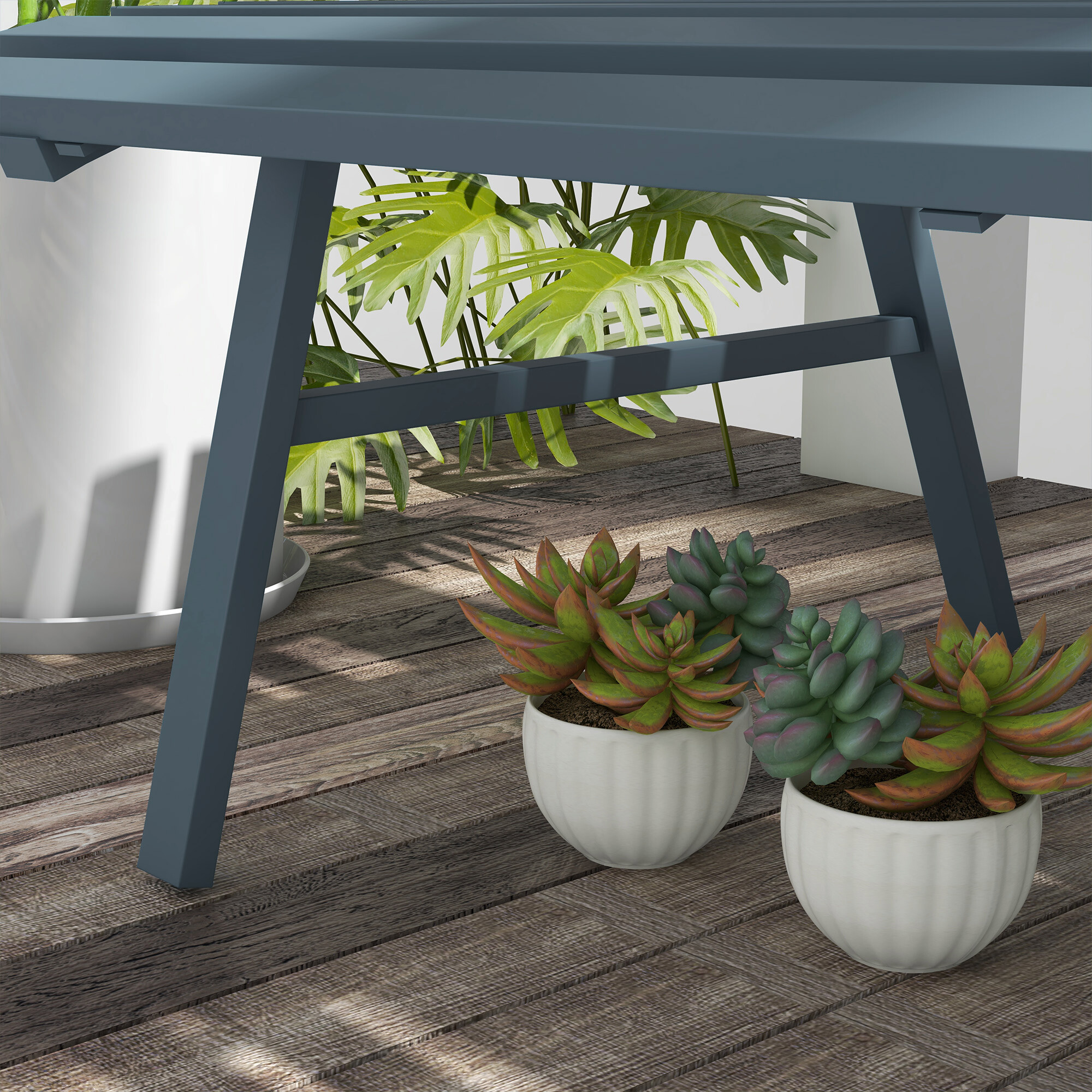 Outsunny Gartenbank blau Aluminium B/H/L: ca. 67x79x123 cm