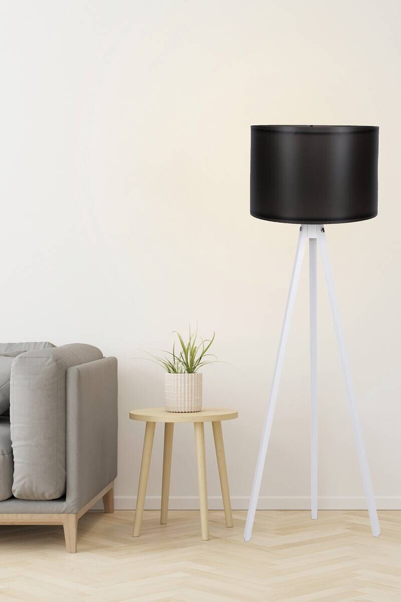 Opviq Stehleuchte schwarz weiß MDF Polypropylen B/H/T/L/D: ca. 38x145x38x38x38 cm E27 1 Brennstellen