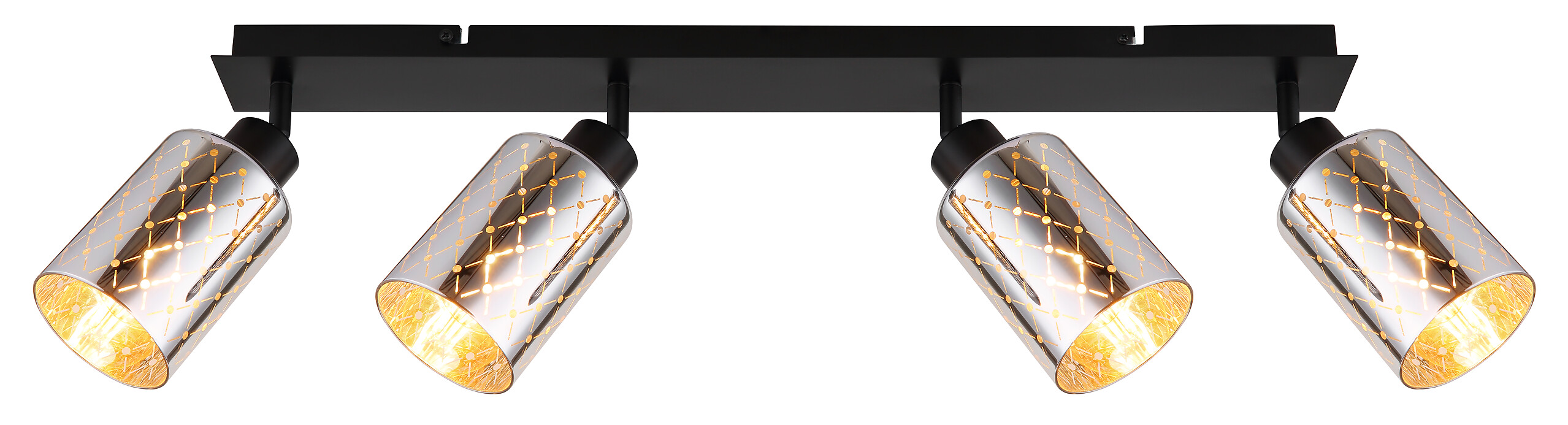 GLOBO Strahler klar mattschwarz Chrom Glas Metall B/H/L: ca. 9x22x86 cm E27 4 Brennstellen