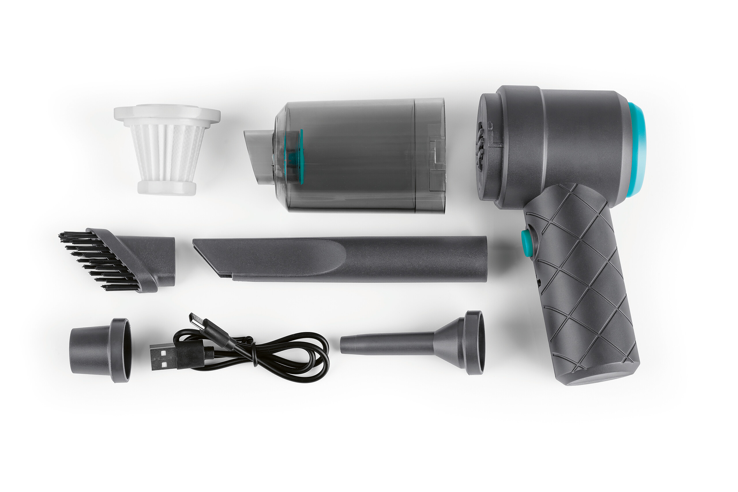 CLEANmaxx Akku-Handstaubsauger blau grau B/H/L: ca. 6,5x11,5x16 cm