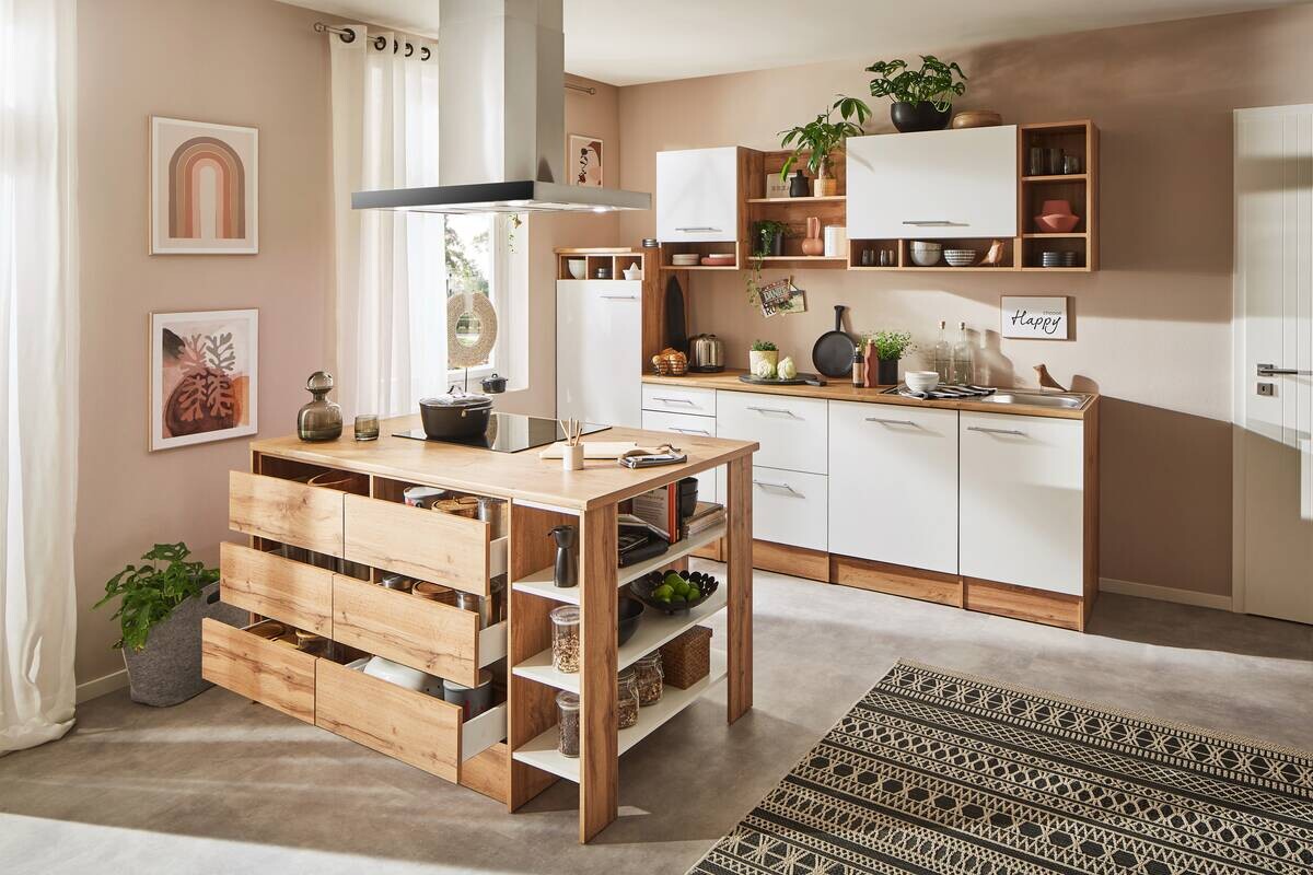 Respekta Inselküche Hilde weiß matt B/H/T: ca. 280x205x60 cm