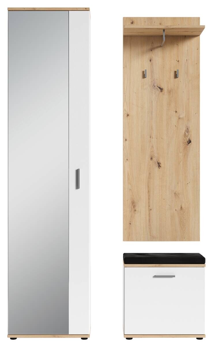 Garderobenset JAKOB Set 3-tlg. weiß Eiche
