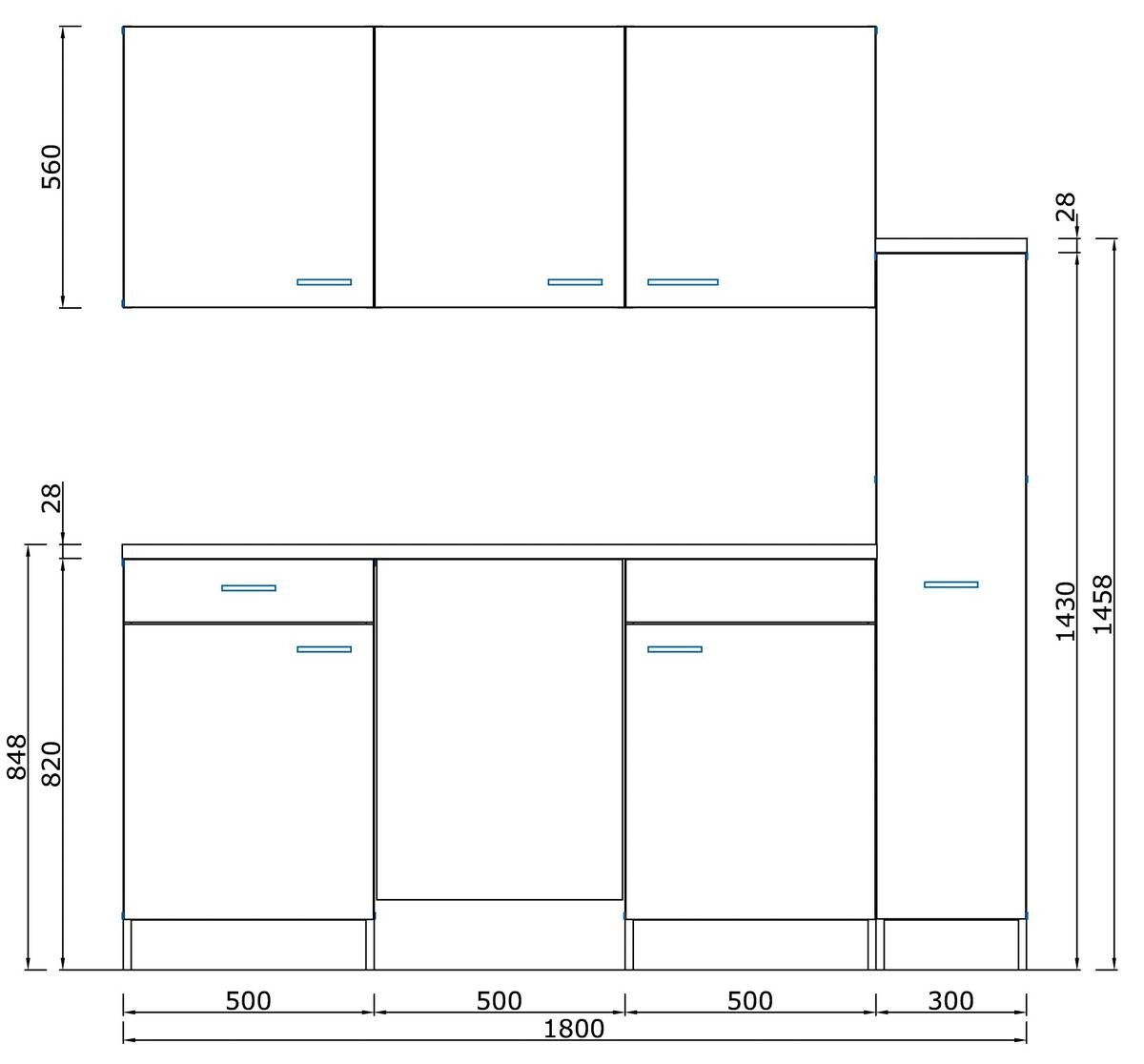Respekta Küchenblock Economy rot B/H/T: ca. 180x200x60 cm