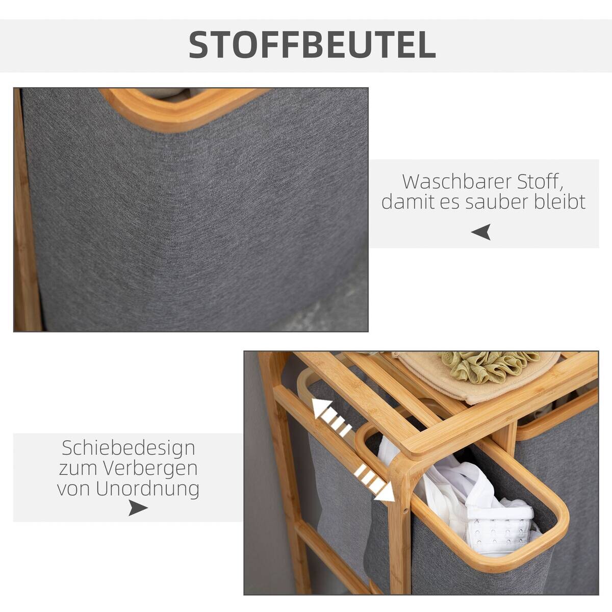 HOMCOM Wäschekorb natur B/H/L: ca. 32x50x69,7 cm