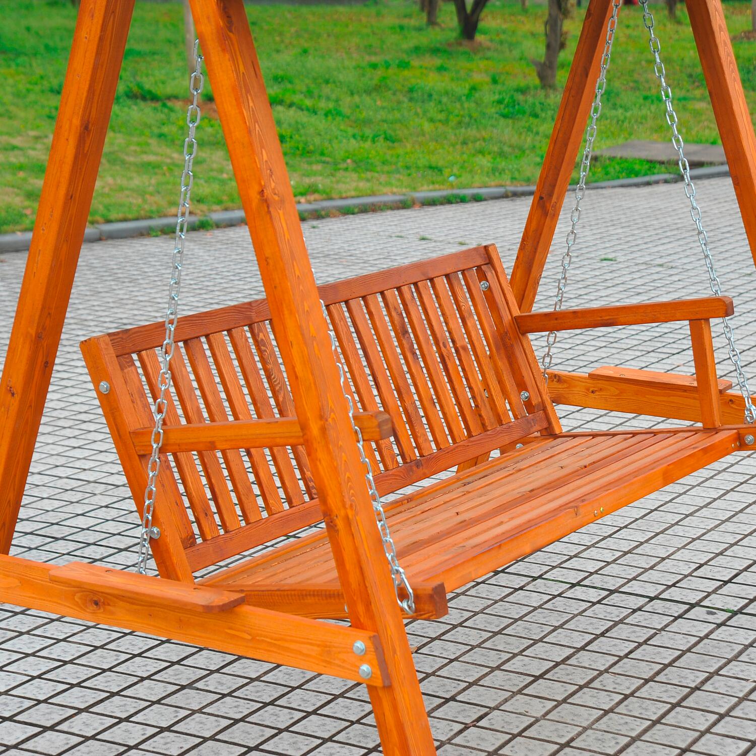 Outsunny Hollywoodschaukel natur Metall B/H/L: ca. 130x185x205 cm