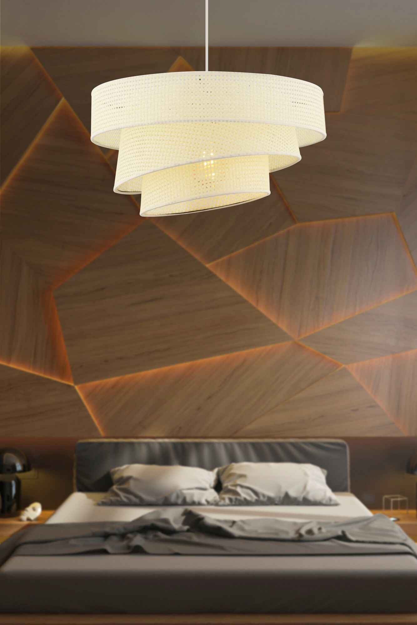 Opviq Pendelleuchte Couper weiß Metall Baumwolle B/H/L: ca. 40x72x40 cm E27 1 Brennstellen