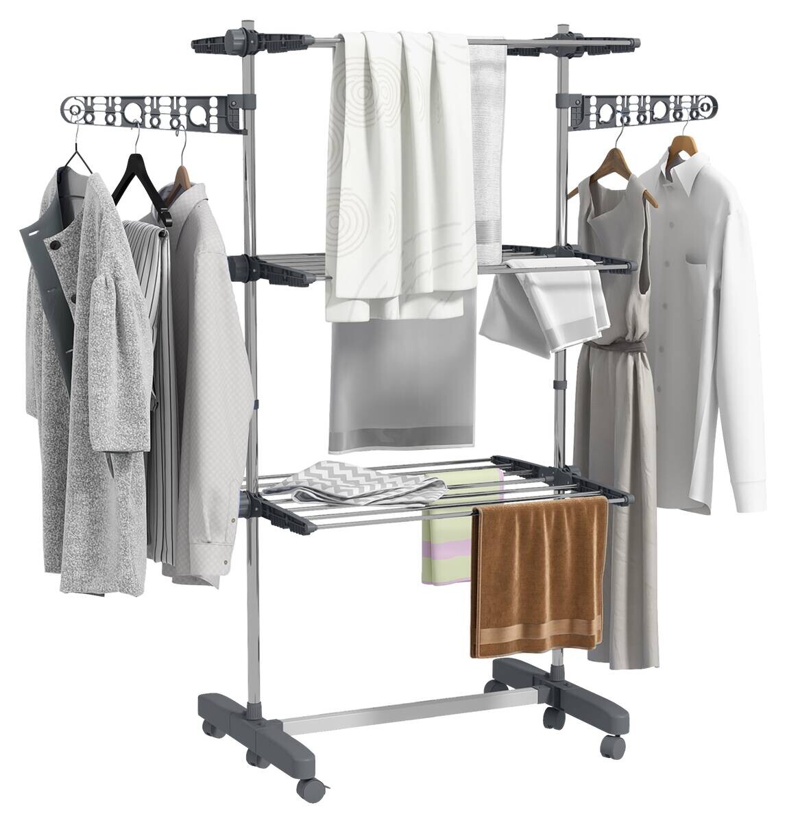 HOMCOM Wäscheständer grau Edelstahl B/H/L: ca. 55x142x152 cm HOMCOM Wäscheständer grau Edelstahl B/H/L: ca. 55x142x152 cm