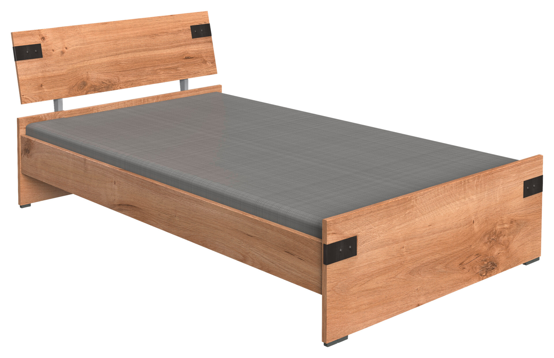 Bett Liverpool Eiche Plankeneiche Nachbildung Graphit B/T: ca. 120x200 cm