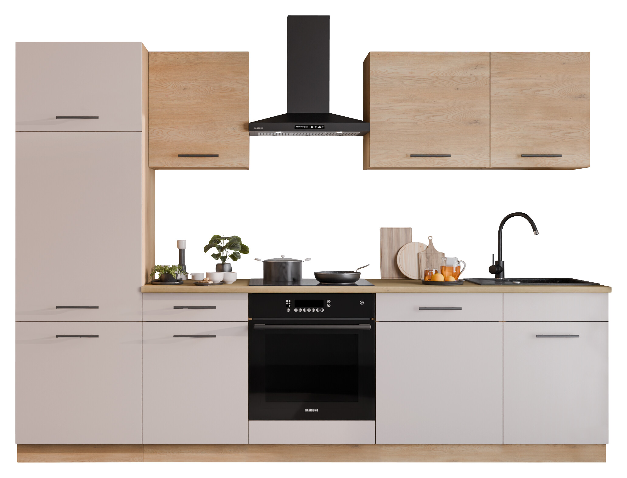 Küchenblock Max II Cashmere Eiche Nachbildung B/H/T: ca. 280x200x60 cm