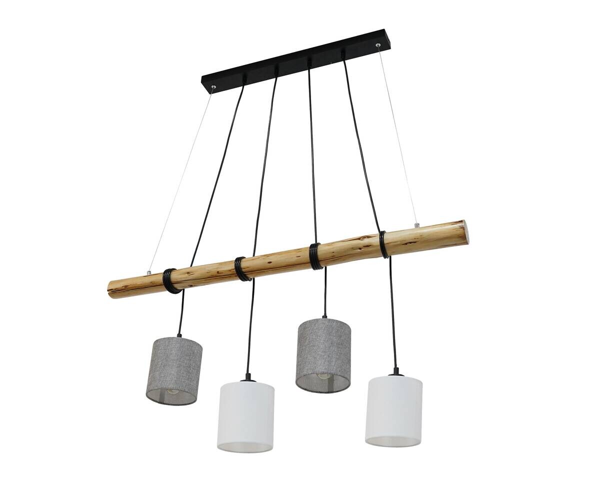 Näve Leuchten Pendelleuchte NV7094214 natur Textil Metall B/H/T: ca. 13x150x100 cm E27 4 Brennstellen