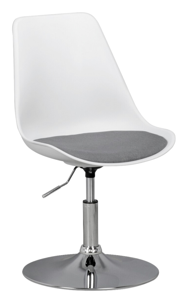 Drehstuhl weiß grau Chrom Kunststoff Stoff Metall