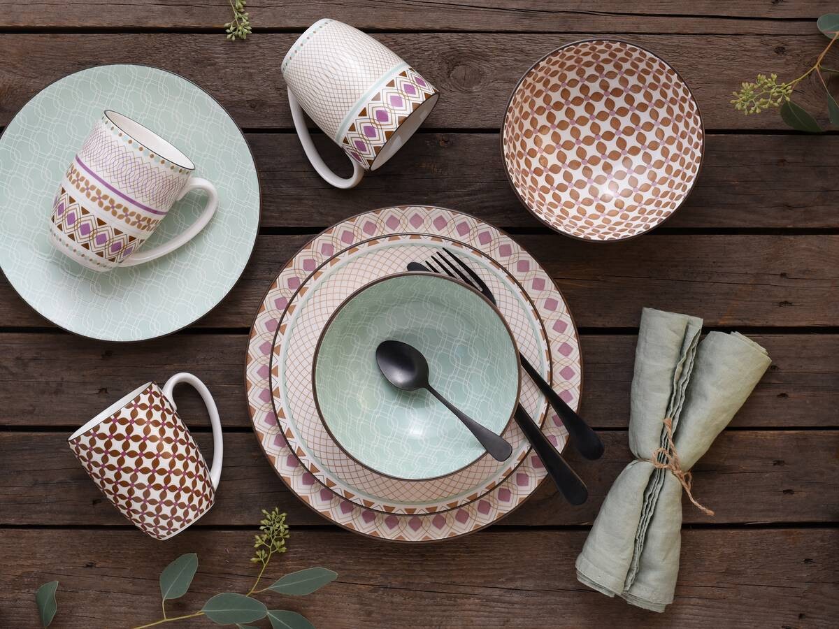 CreaTable Kombiservice Mandala multicolor Steinzeug 16 tlg.