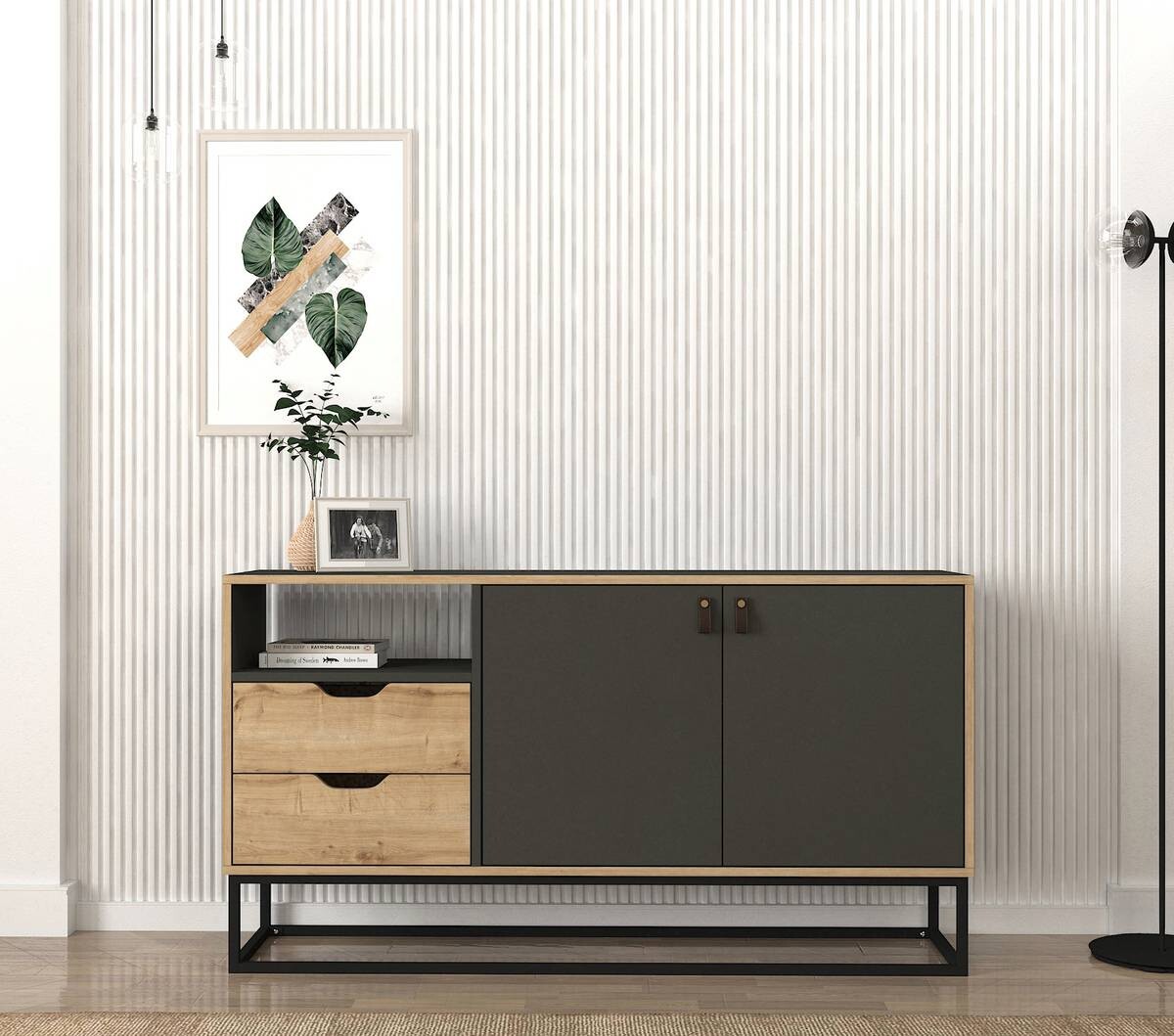 Sideboard Dolores anthrazit Safir Nachbildung B/H/T: ca. 150x80x35 cm