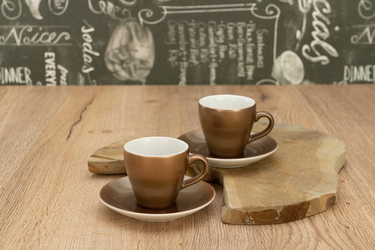 CreaTable Espressotassenset Golden Days gold Steinzeug 4 tlg.