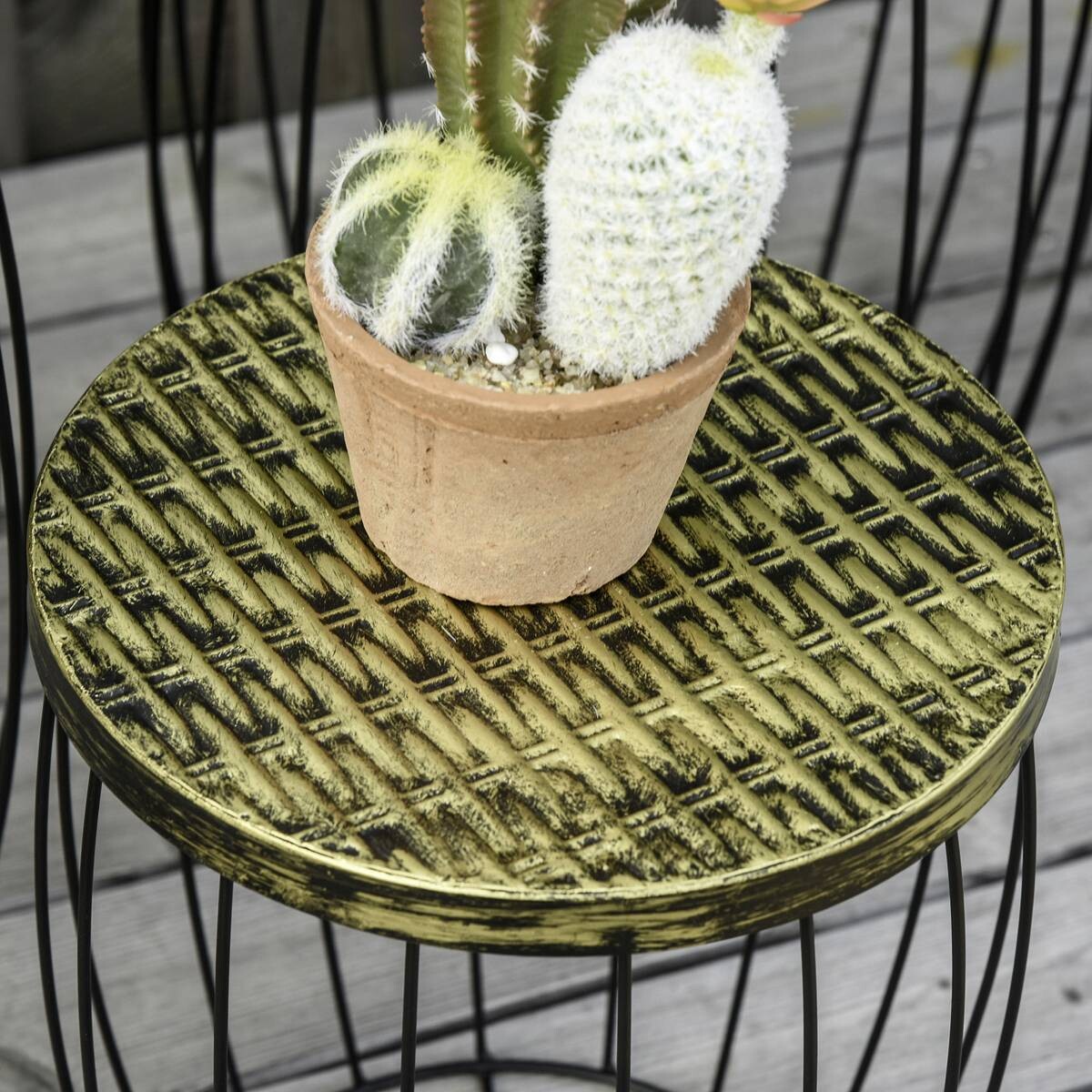 Outsunny Beistelltisch-Set schwarz Metall H/D: ca. 41x38 cm