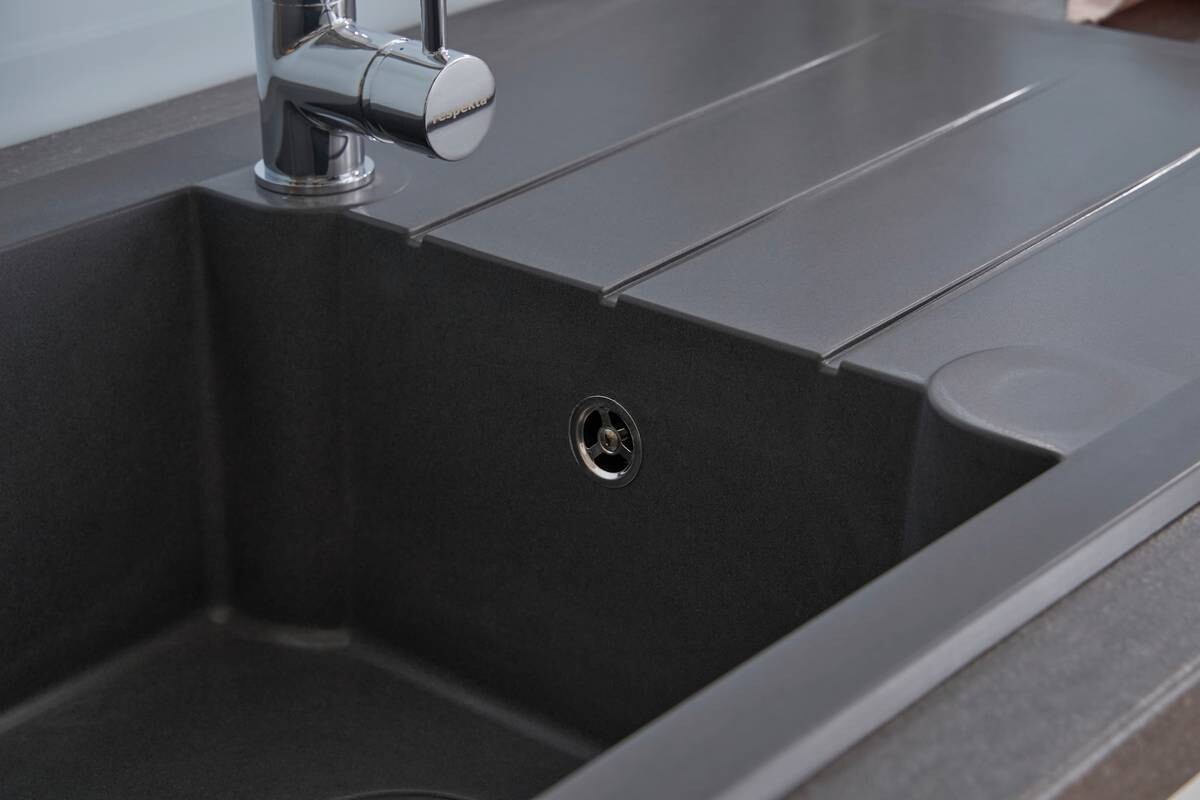 Respekta Einbauspüle Alineo 81x50 TG Titaniumgrau Quarzolite B/H/T: ca. 81x21x50 cm